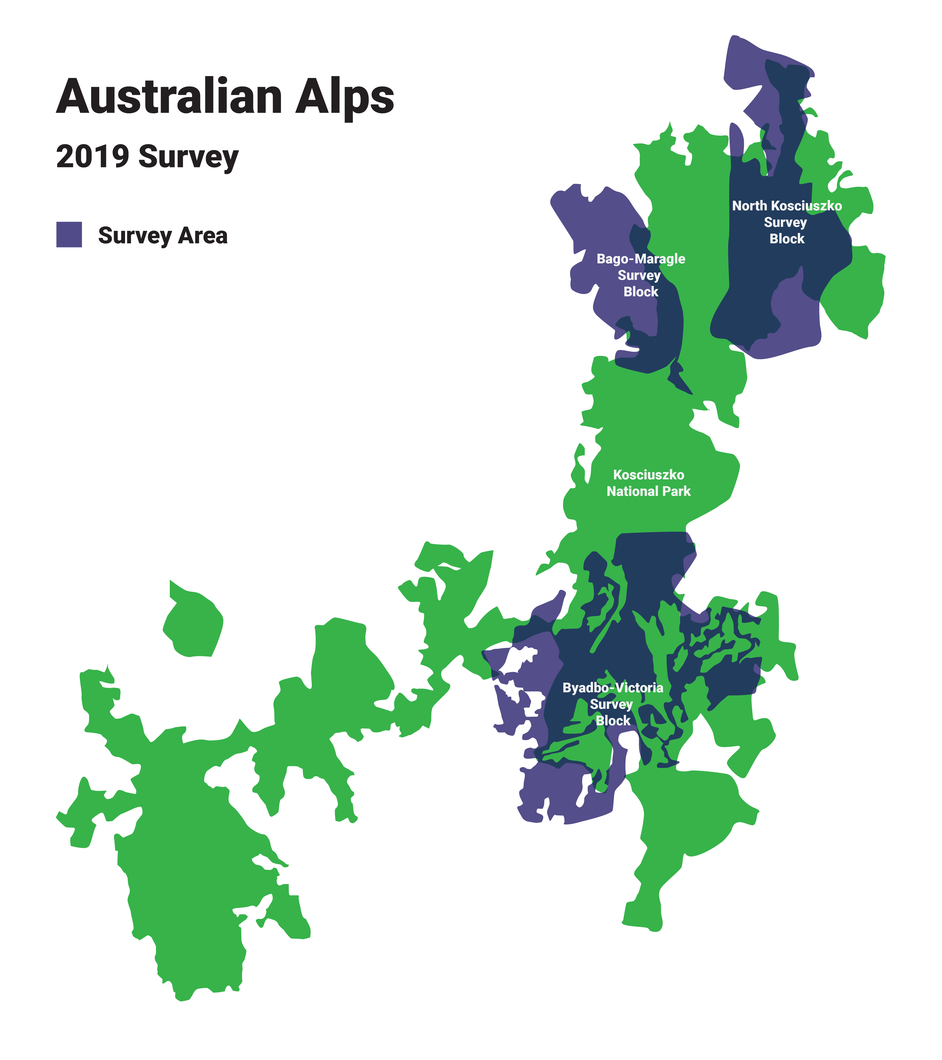 a map of the australian alps with brumby distribution marked on it